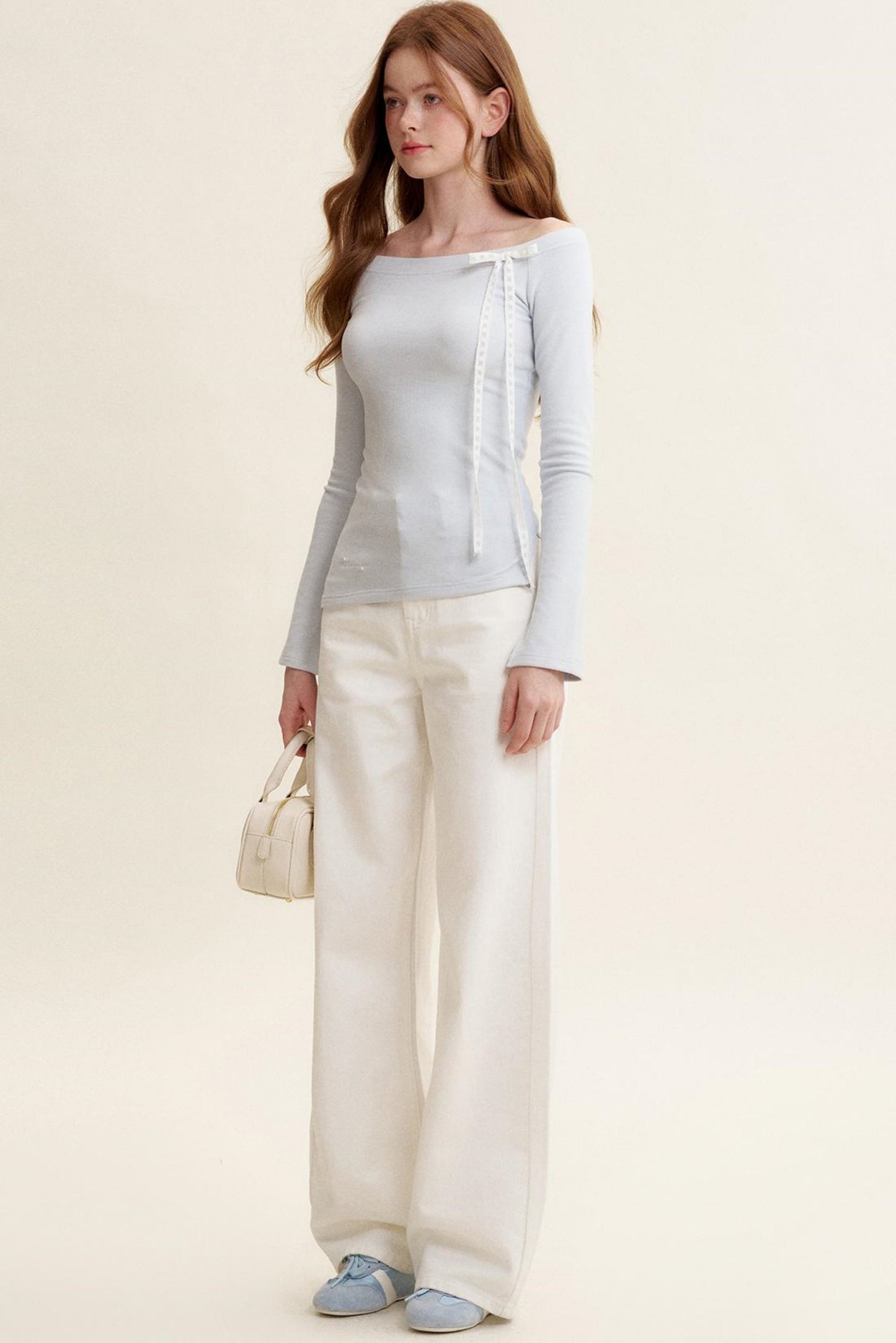 Velvet Stripe Bow Long Sleeve T-Shirt