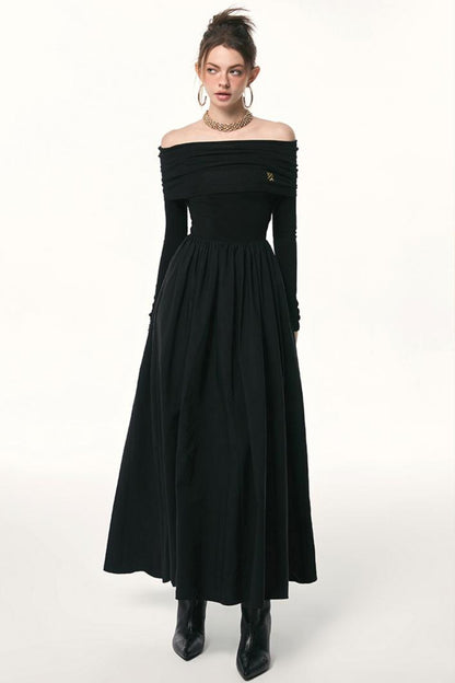 Black Embroidered Gown Dress