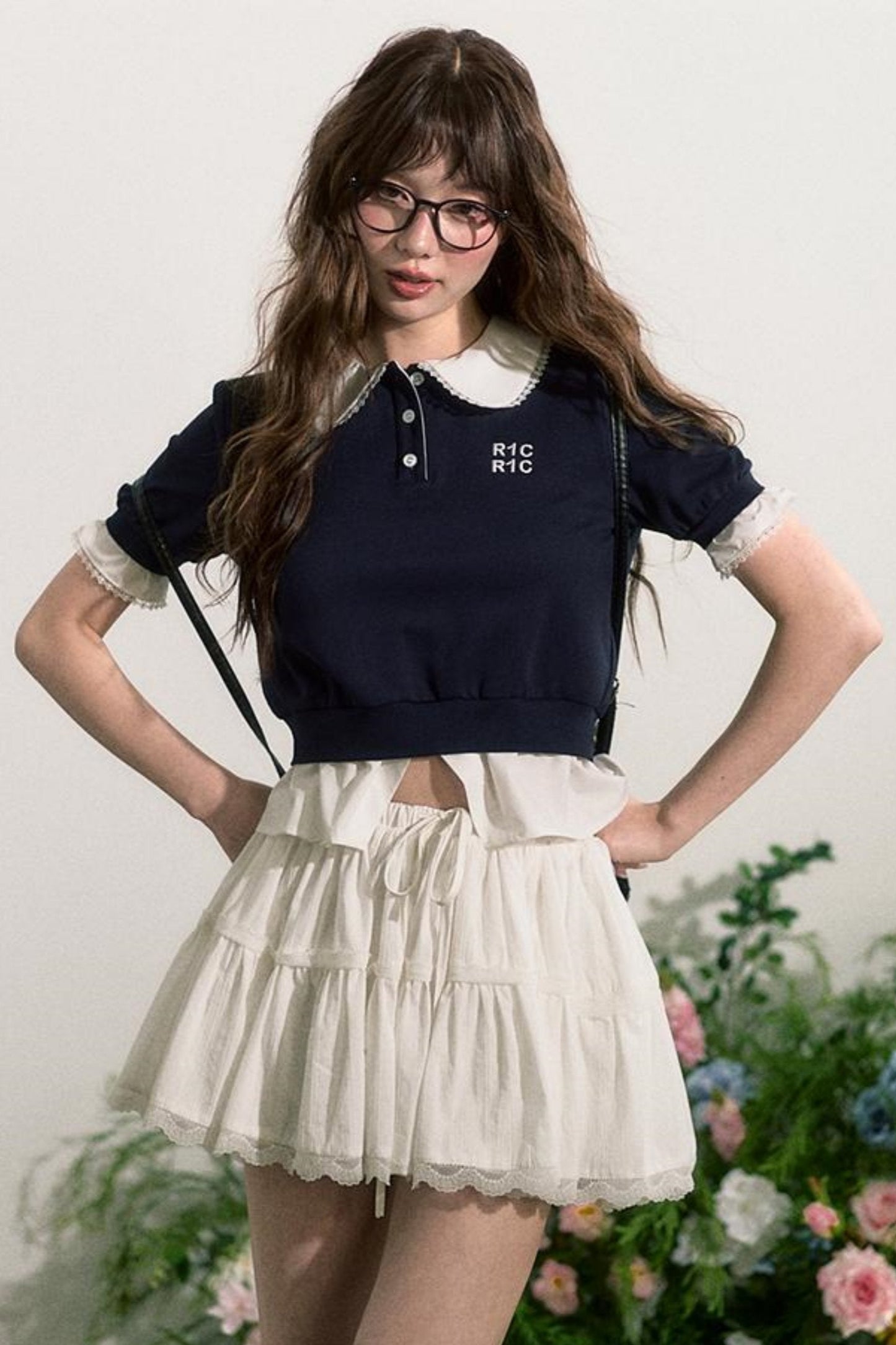 Lace Edge Doll Neck T-Shirt