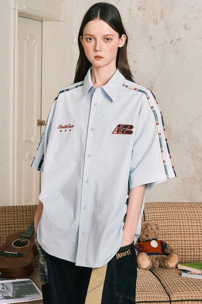 Grid Pattern Half Sleeve Shirt