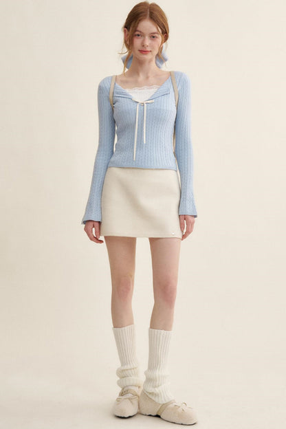 Cream Tweed A-Line Skirt