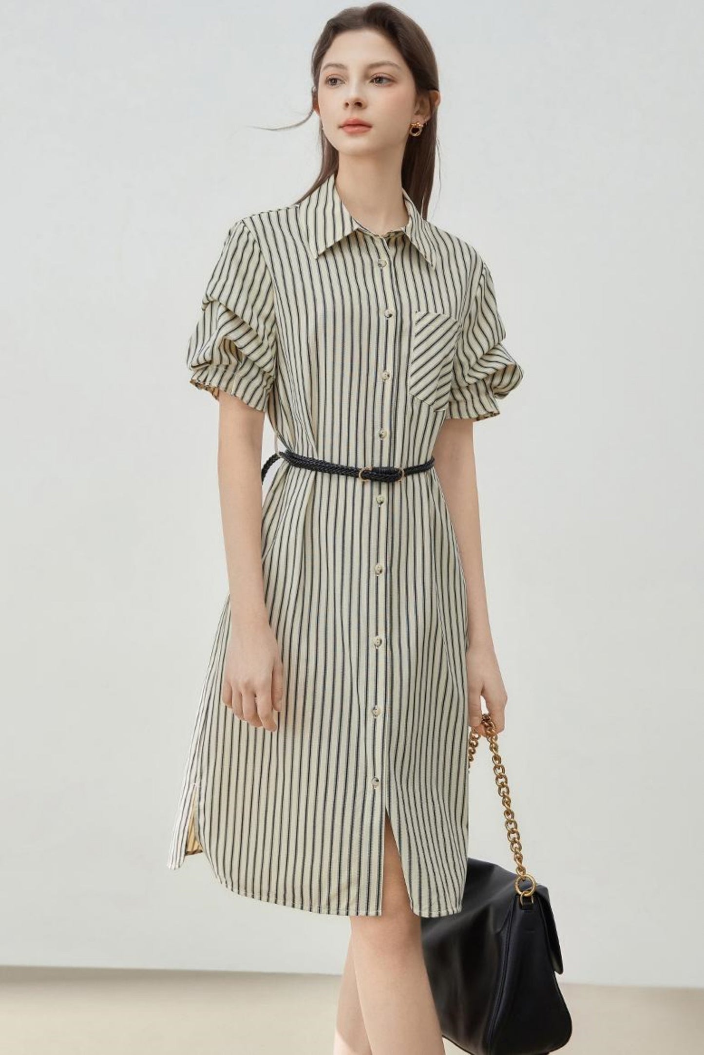 Summer Striped Shirt Dress
