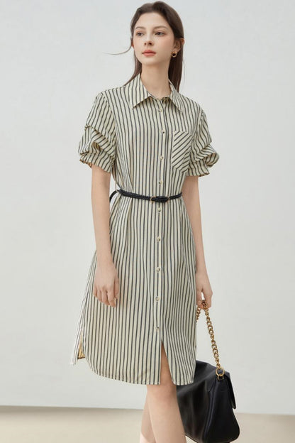 Summer Striped Shirt Dress