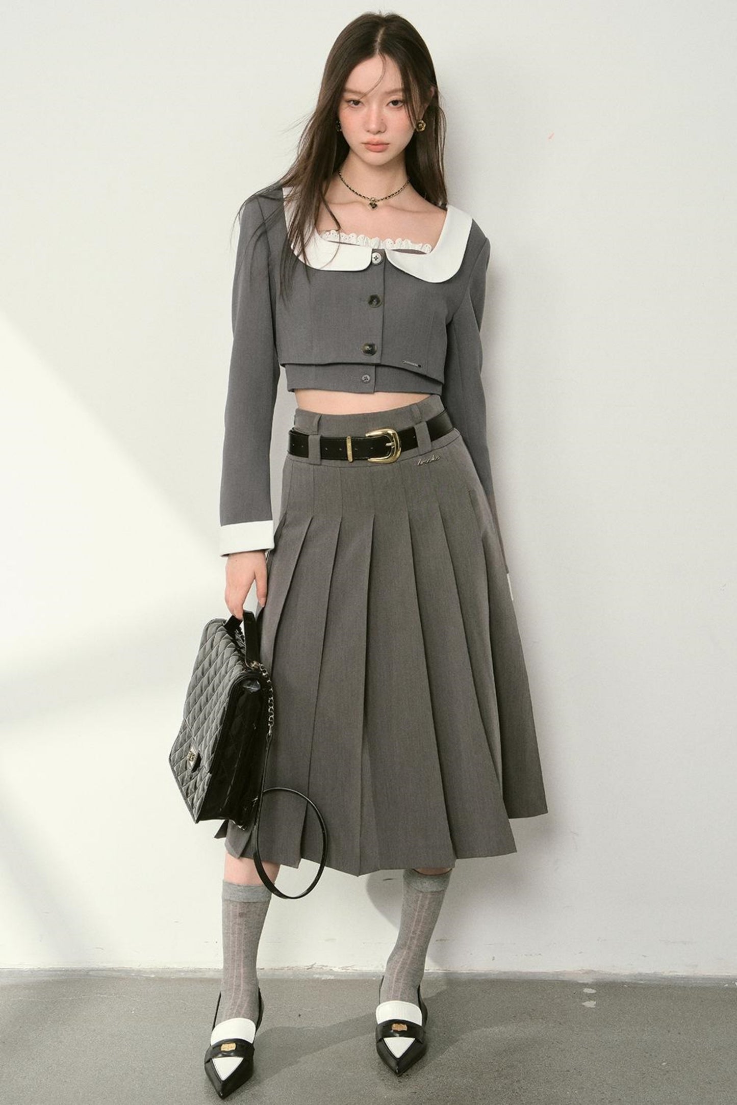 High Waist Pleated Skirt