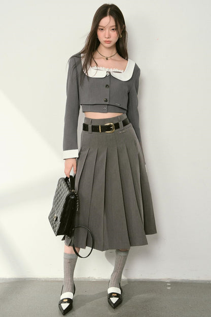 High Waist Pleated Skirt