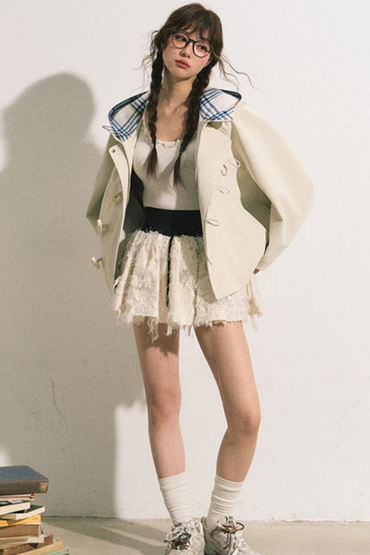 Navy Hooded Trench Coat