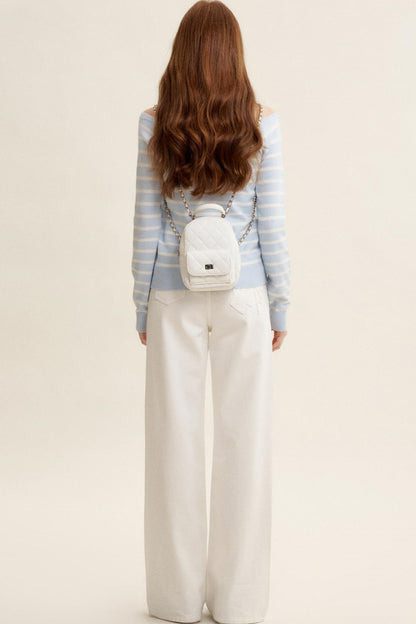 Preppy Style Striped Knit Top