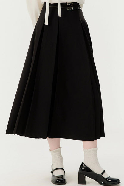 Spring Pleated A-Line Skirt