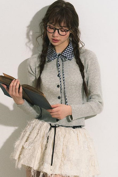 Slim Gray Knit Cardigan