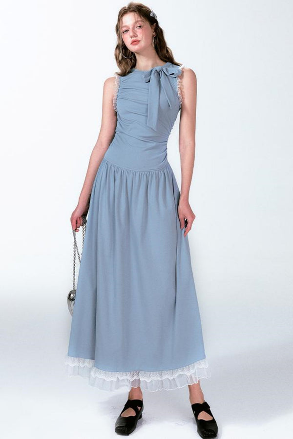 Blue Butterfly Pleat Dress