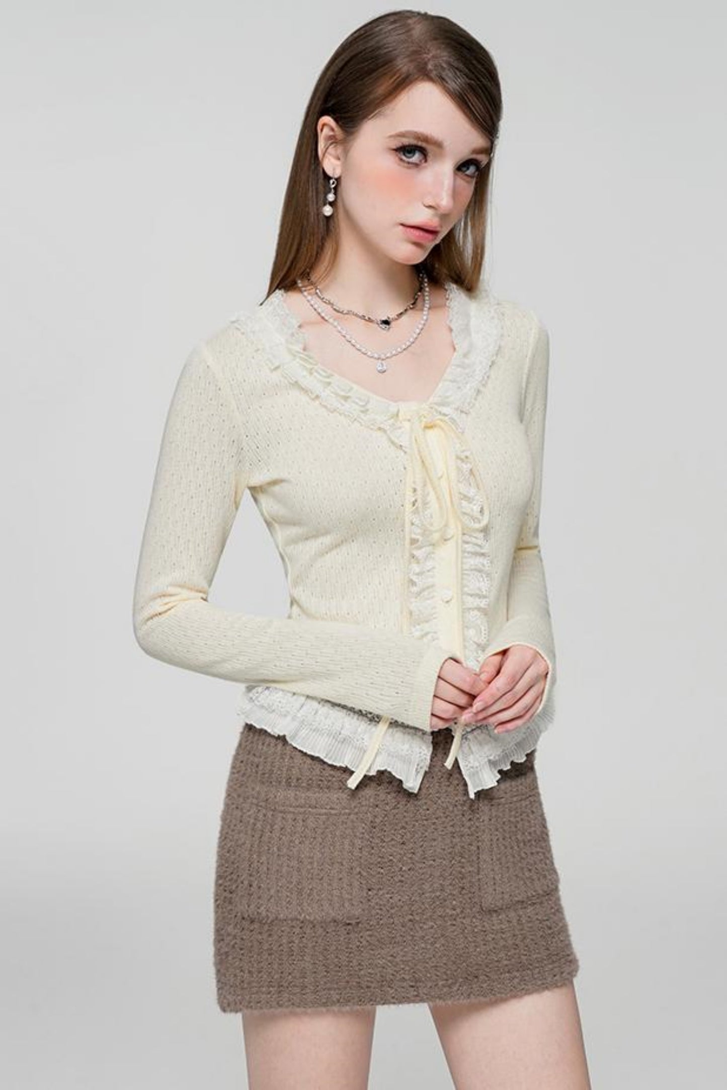 Sweet Lace Crop Sweater