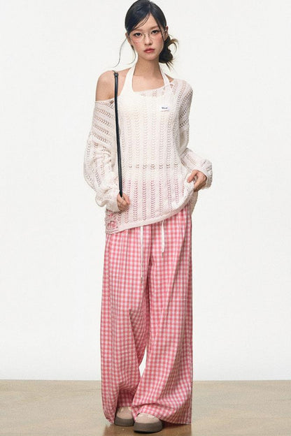 Vintage Plaid Wide-Legged Pants