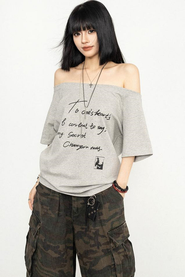 Y2K Off-Shoulder T-Shirt