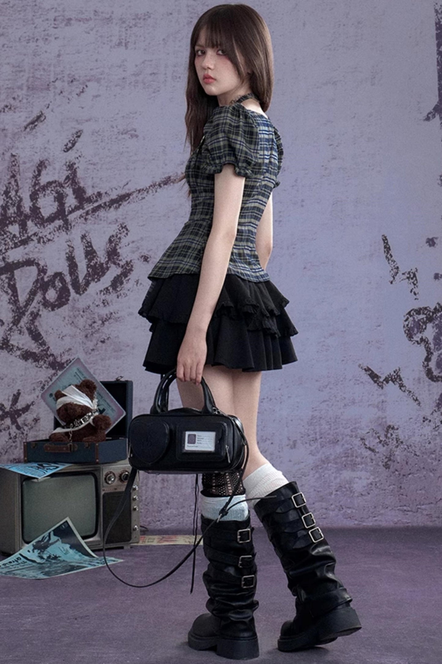 Vintage Green Check Slim Shirt