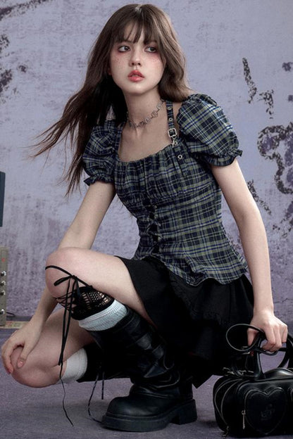 Vintage Green Check Slim Shirt