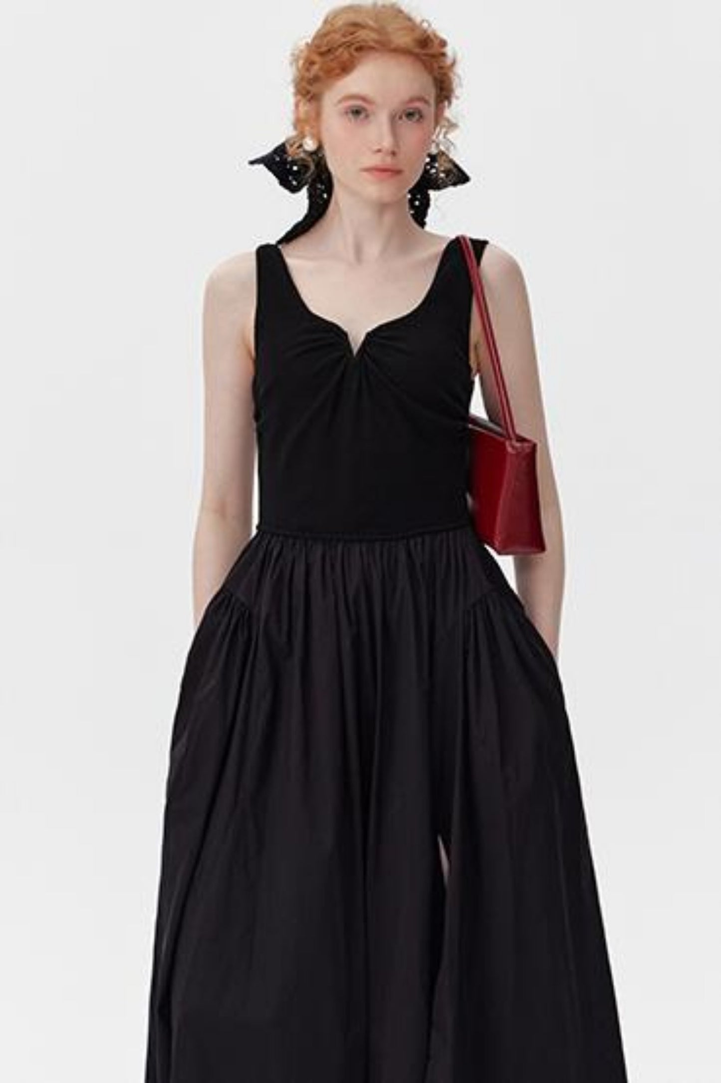 Black Drawstring Tank Dress