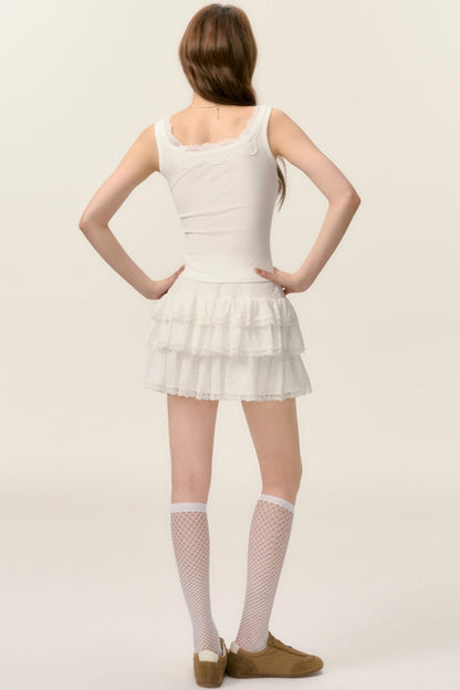 Lace Bow White Camisole