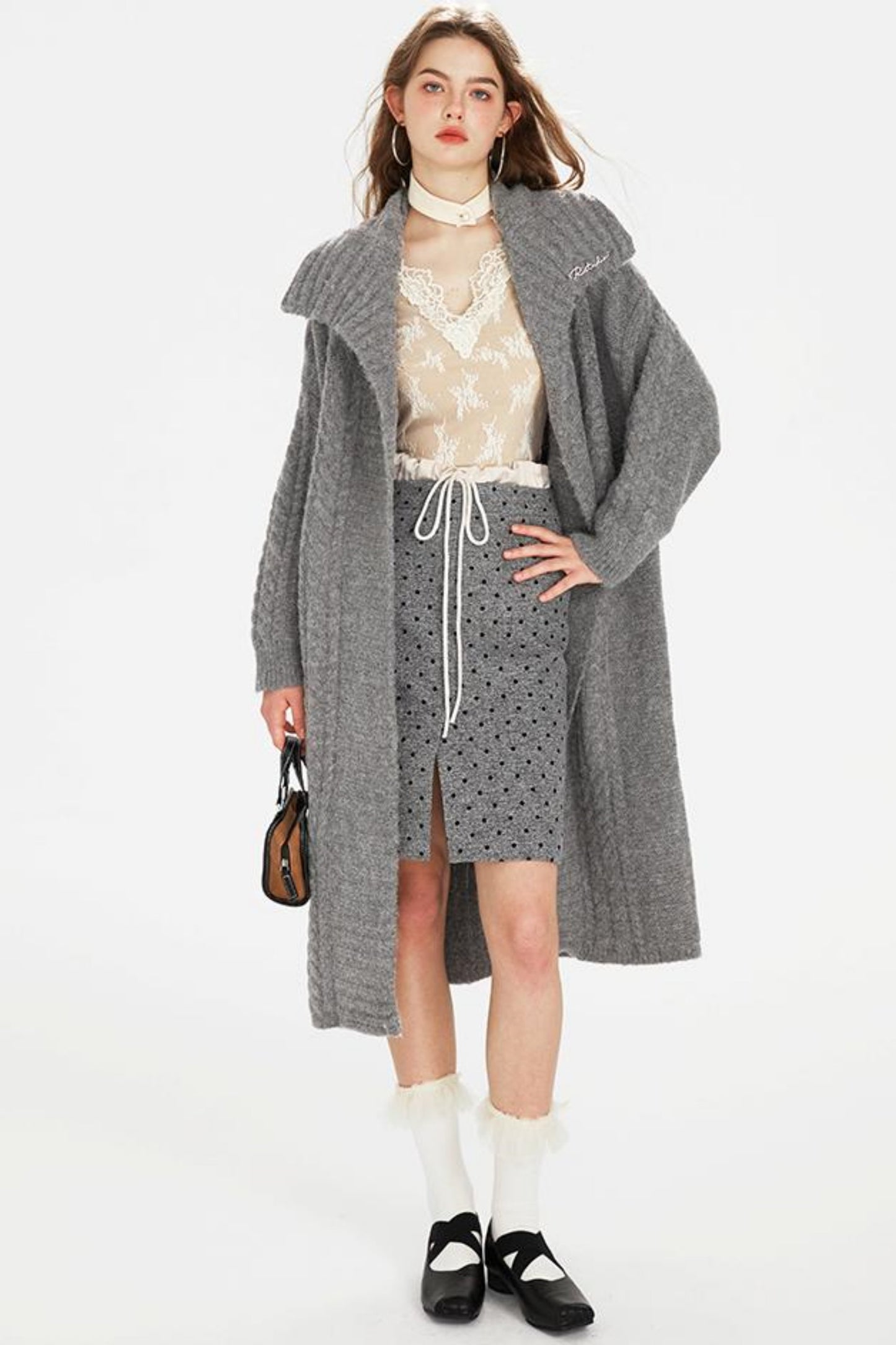 Polka Dot Tweed Skirt