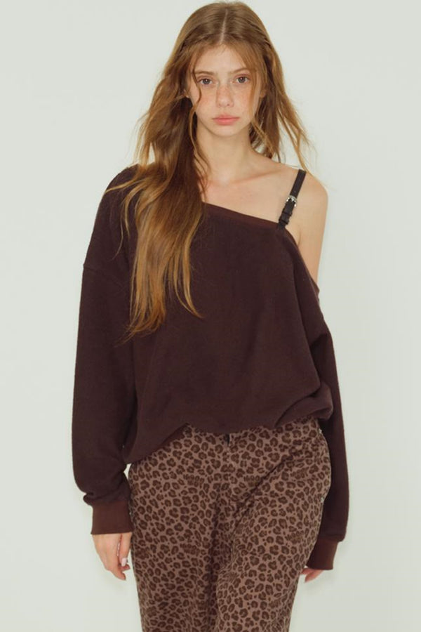 Dark Brown Chic Halter Sweater