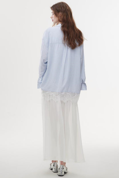 Lace-Trimmed Casual Shirt
