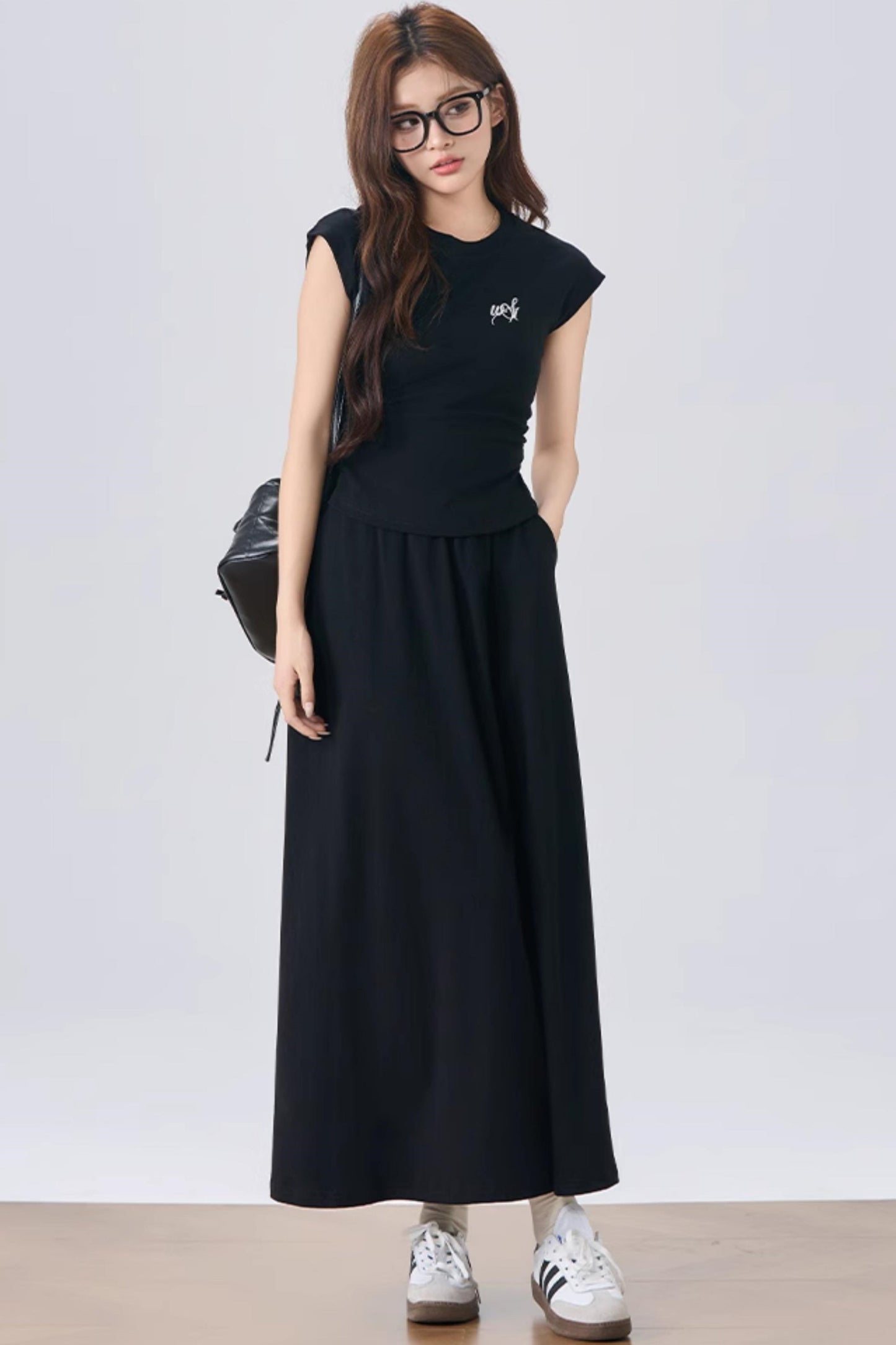 Flowy Sleeve Top And A-Line Skirt Set-Up