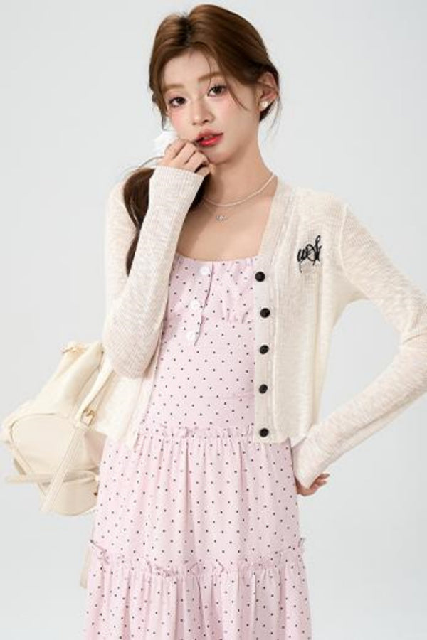 Halter Knit Dress With Cardigan Set-Up