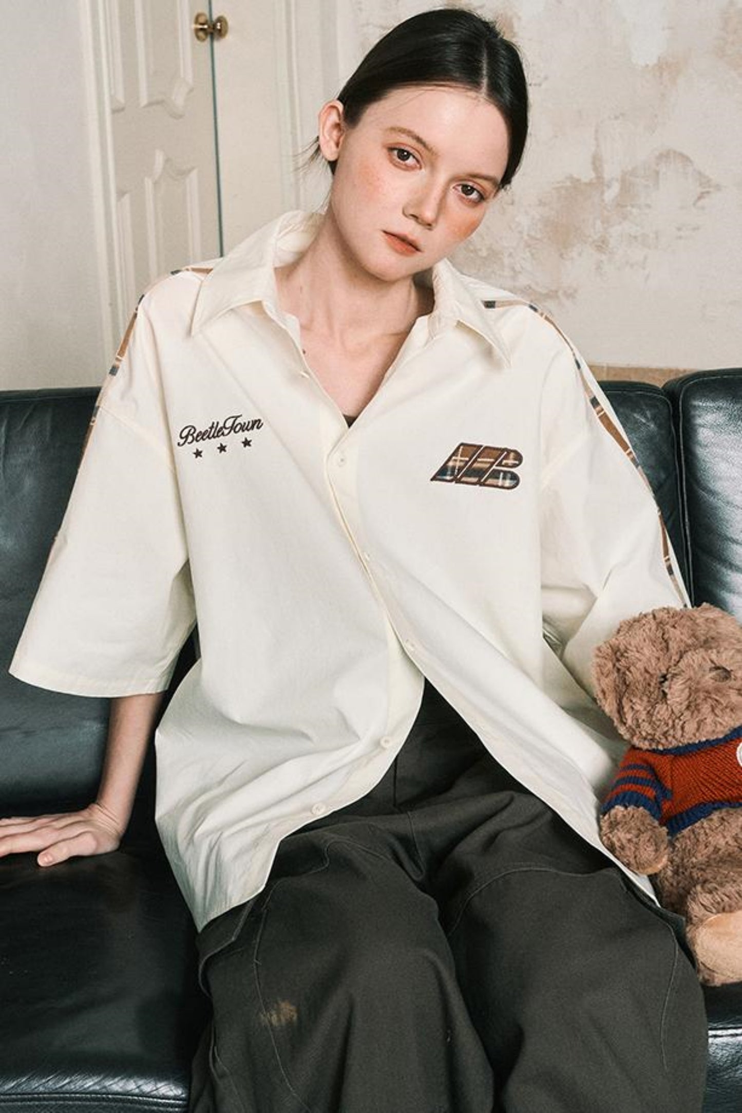 Grid Pattern Half Sleeve Shirt