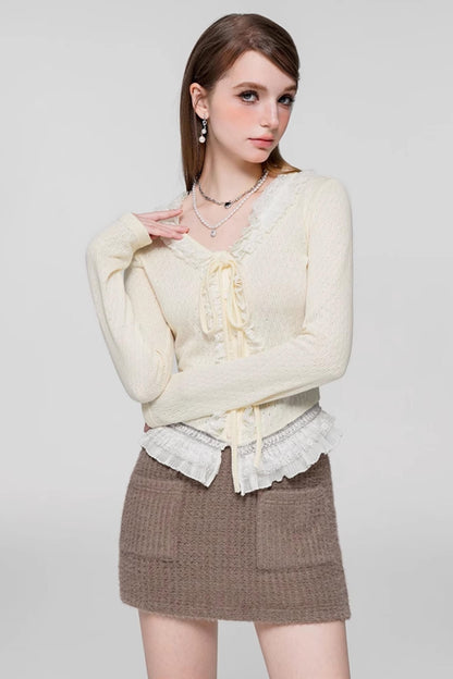 Sweet Lace Crop Sweater