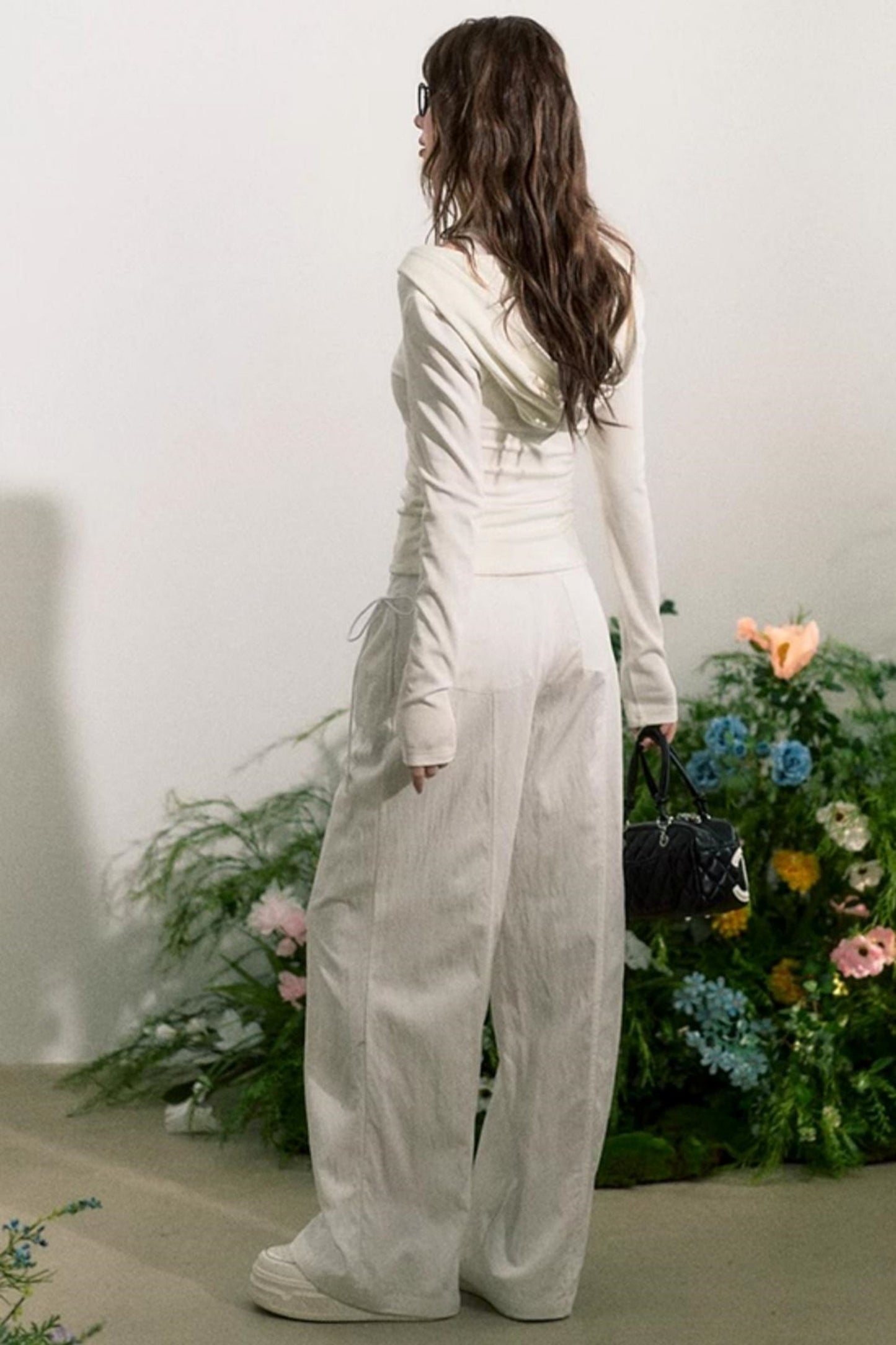 Lace-Trim Wide-Leg Pants