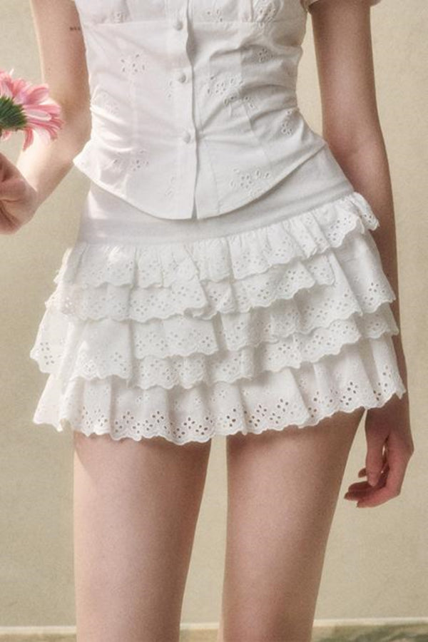 White Mint Cotton Lace Set-Up