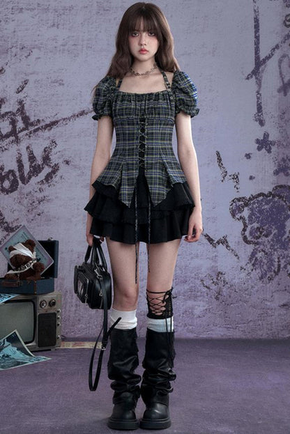 Vintage Green Check Slim Shirt