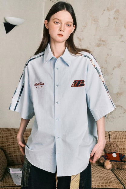 Grid Pattern Half Sleeve Shirt