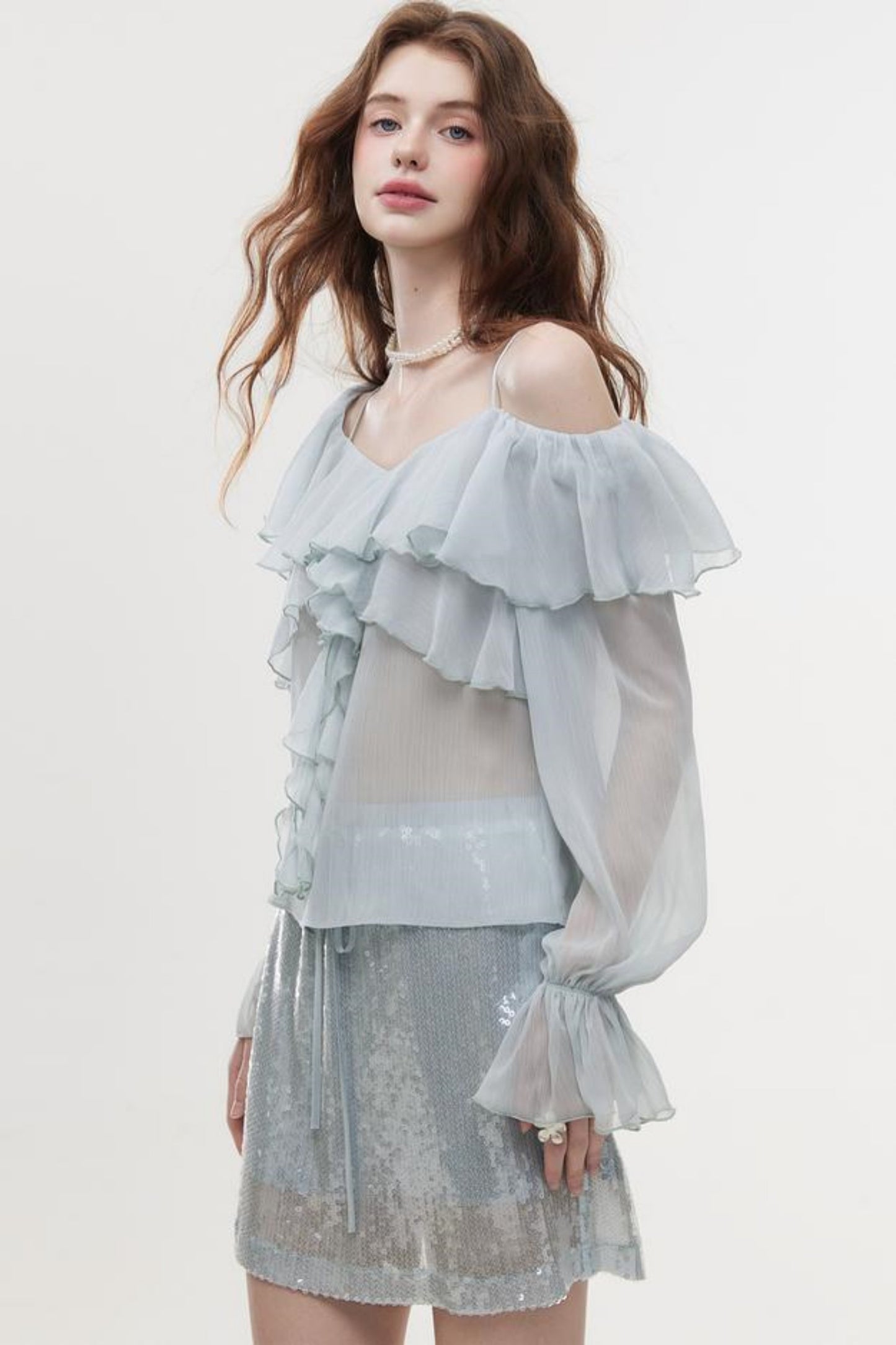 High-Waist Sequin A-Line Skirt