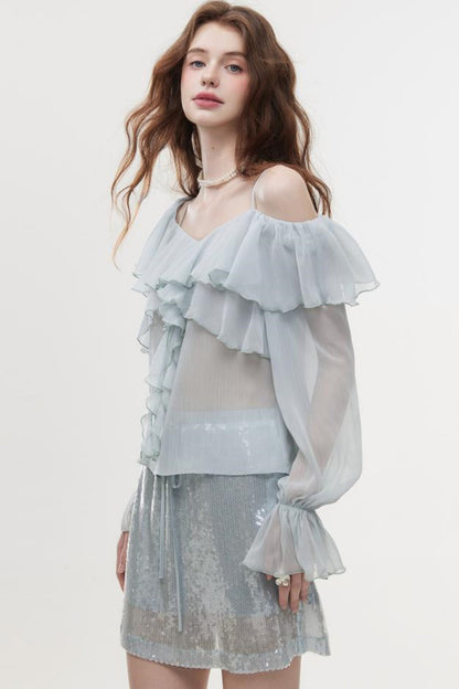 High-Waist Sequin A-Line Skirt