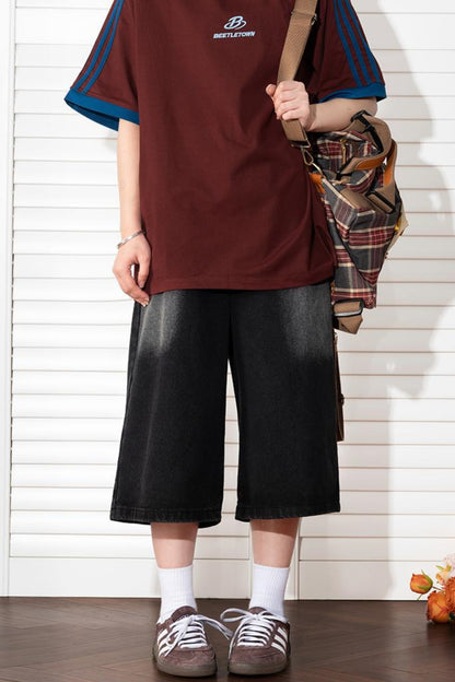 Washed Cropped Denim Pants