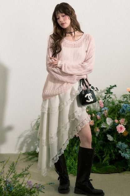 Pink Mohair Cowl Top