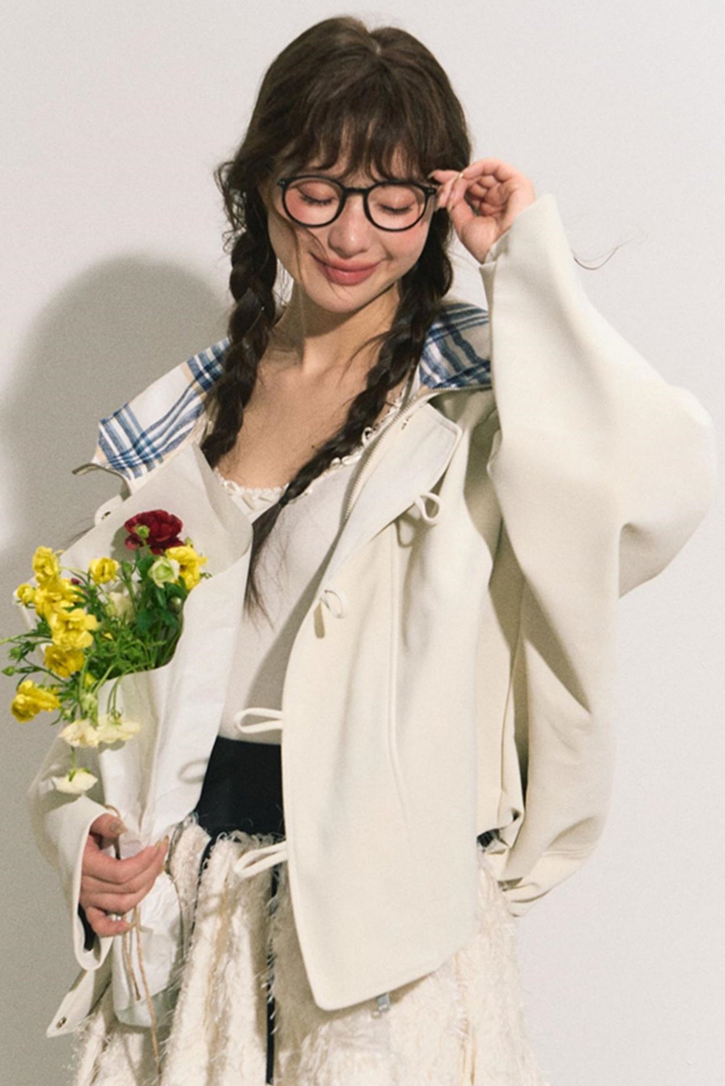 Navy Hooded Trench Coat