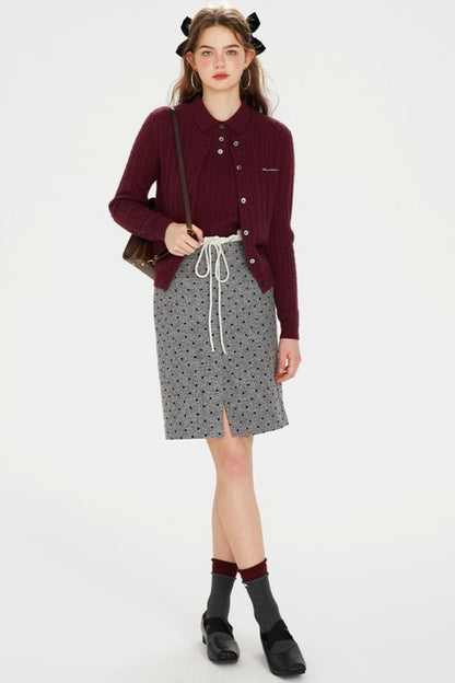 Polka Dot Tweed Skirt