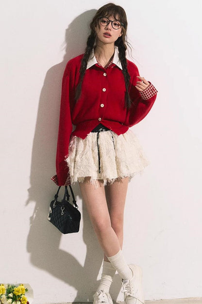 Fake Layered Shirt Sweater