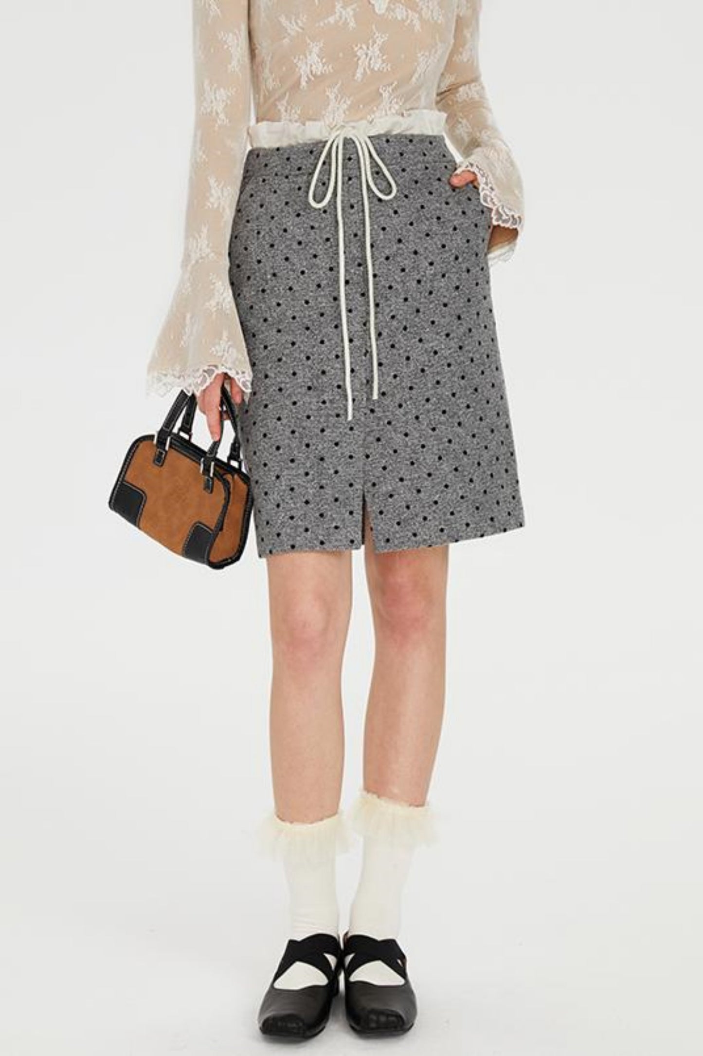 Polka Dot Tweed Skirt