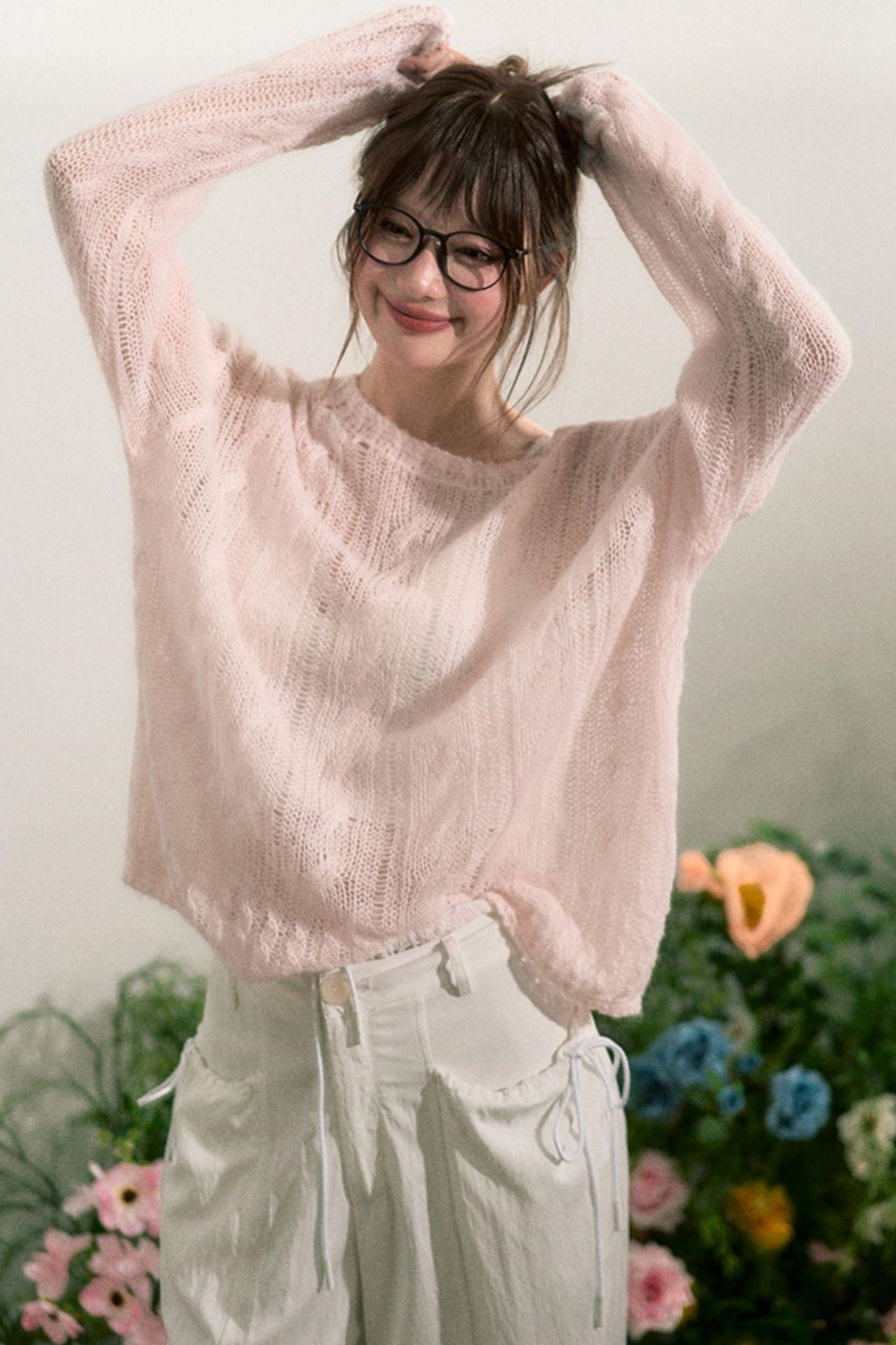 Pink Mohair Cowl Top