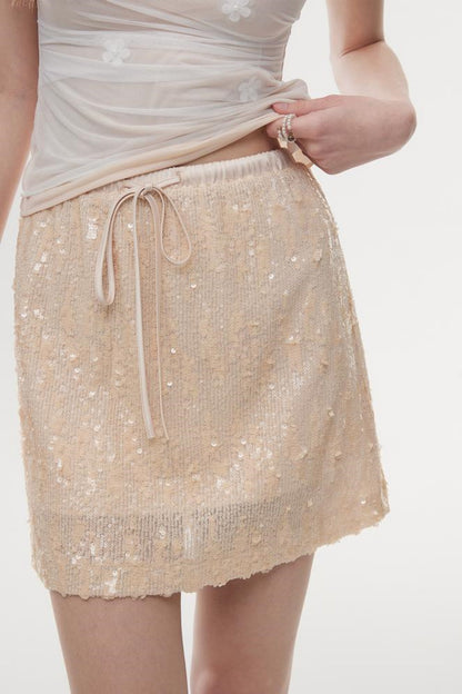 High-Waist Sequin A-Line Skirt