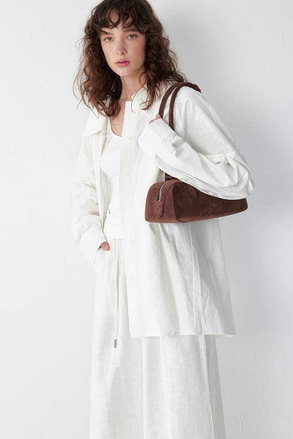 Ramie Layered Long Sleeve Shirt Set-Up