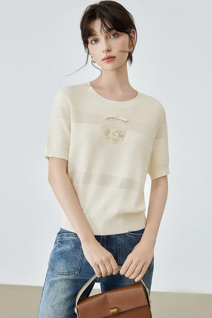 Summer Striped Knit Blouse