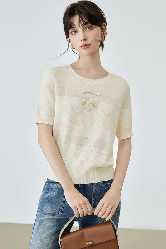 Summer Striped Knit Blouse