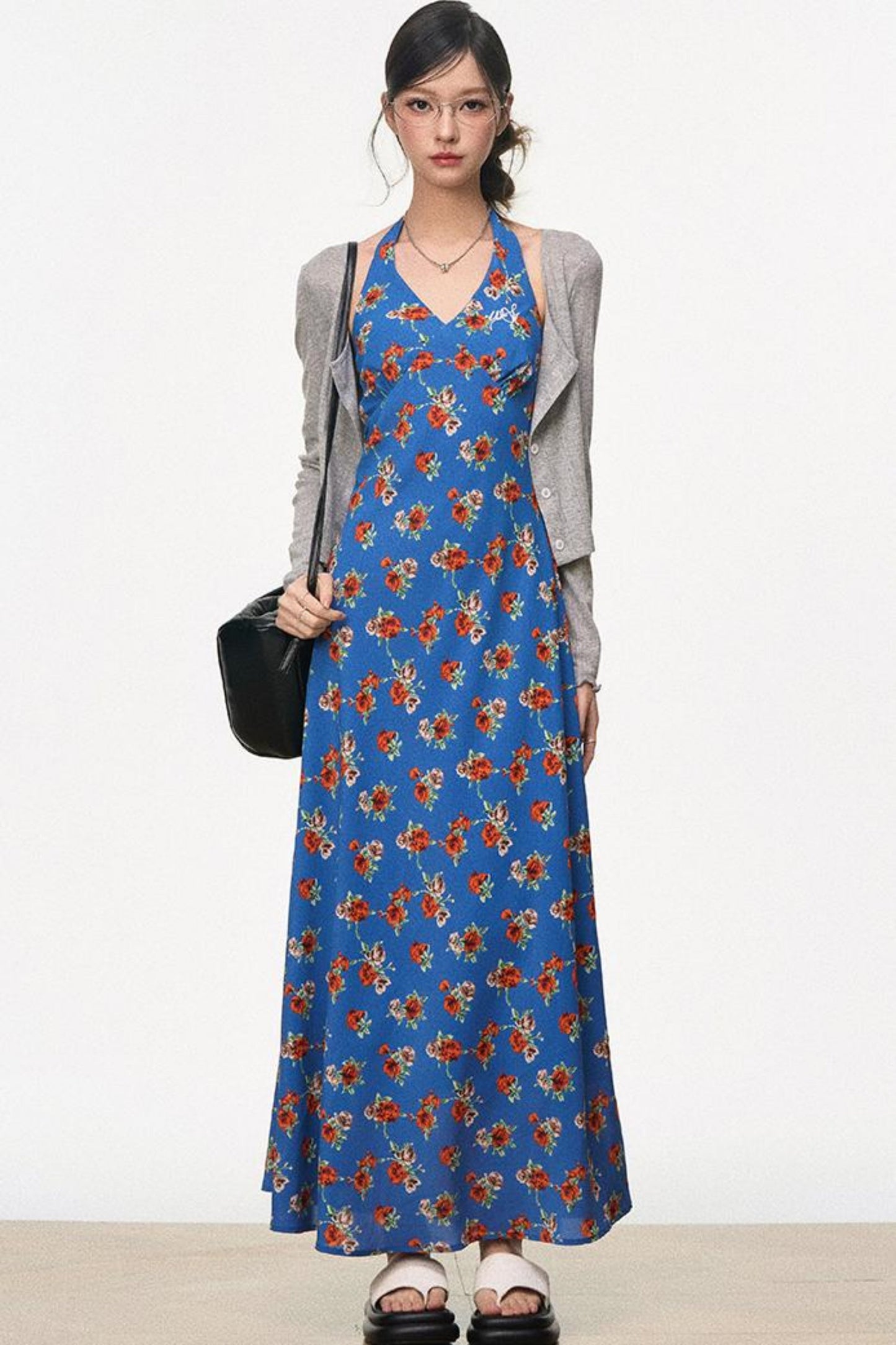 Halter Floral Slim Fit Dress Set-Up