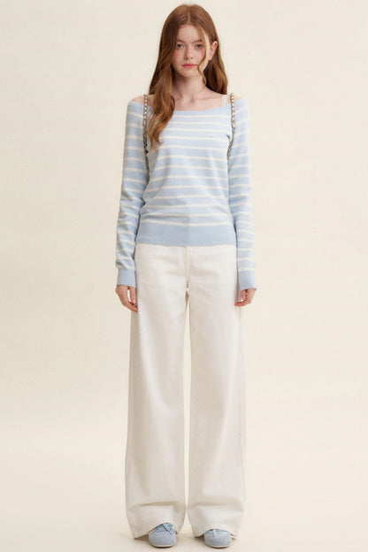 Preppy Style Striped Knit Top