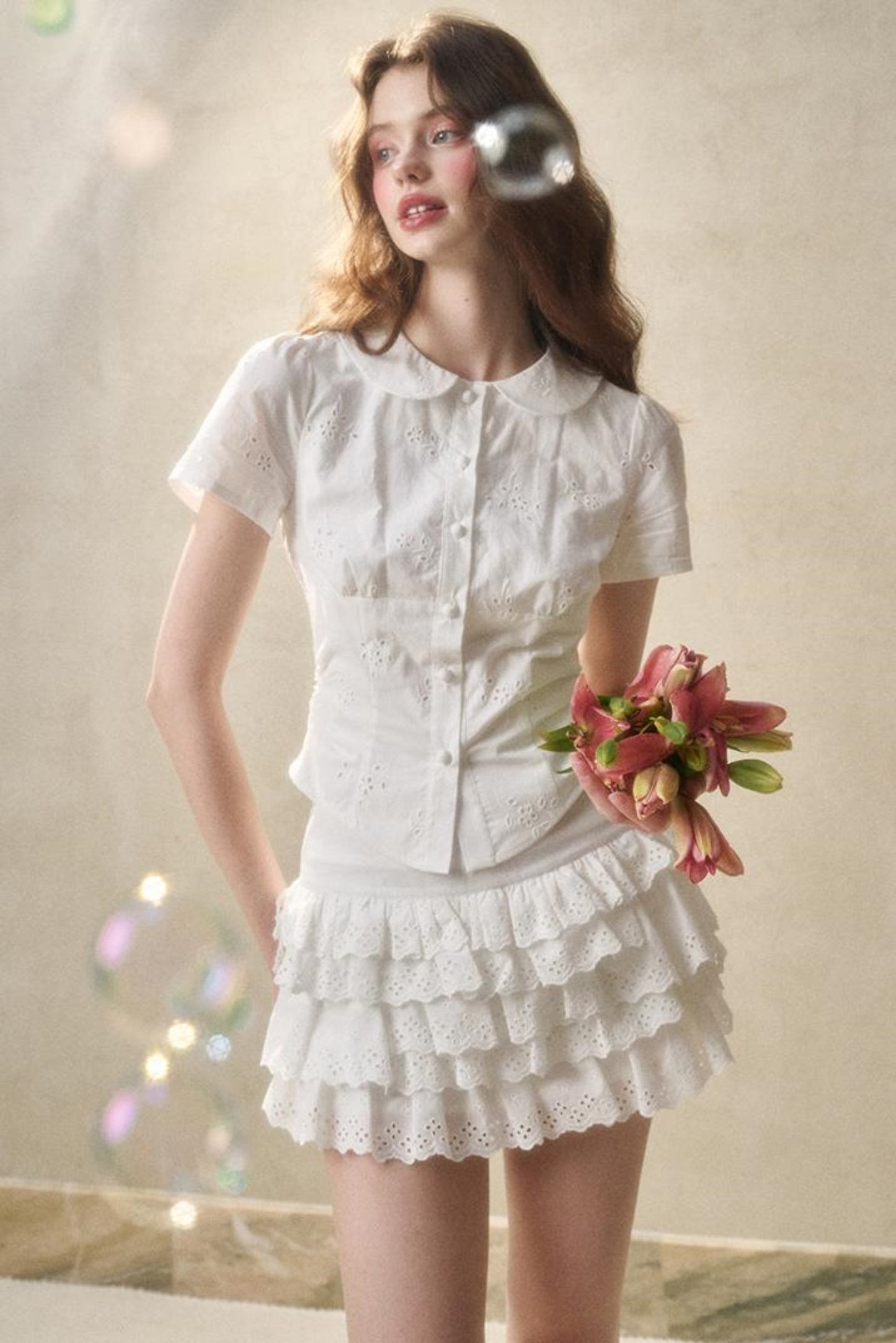 White Mint Cotton Lace Set-Up