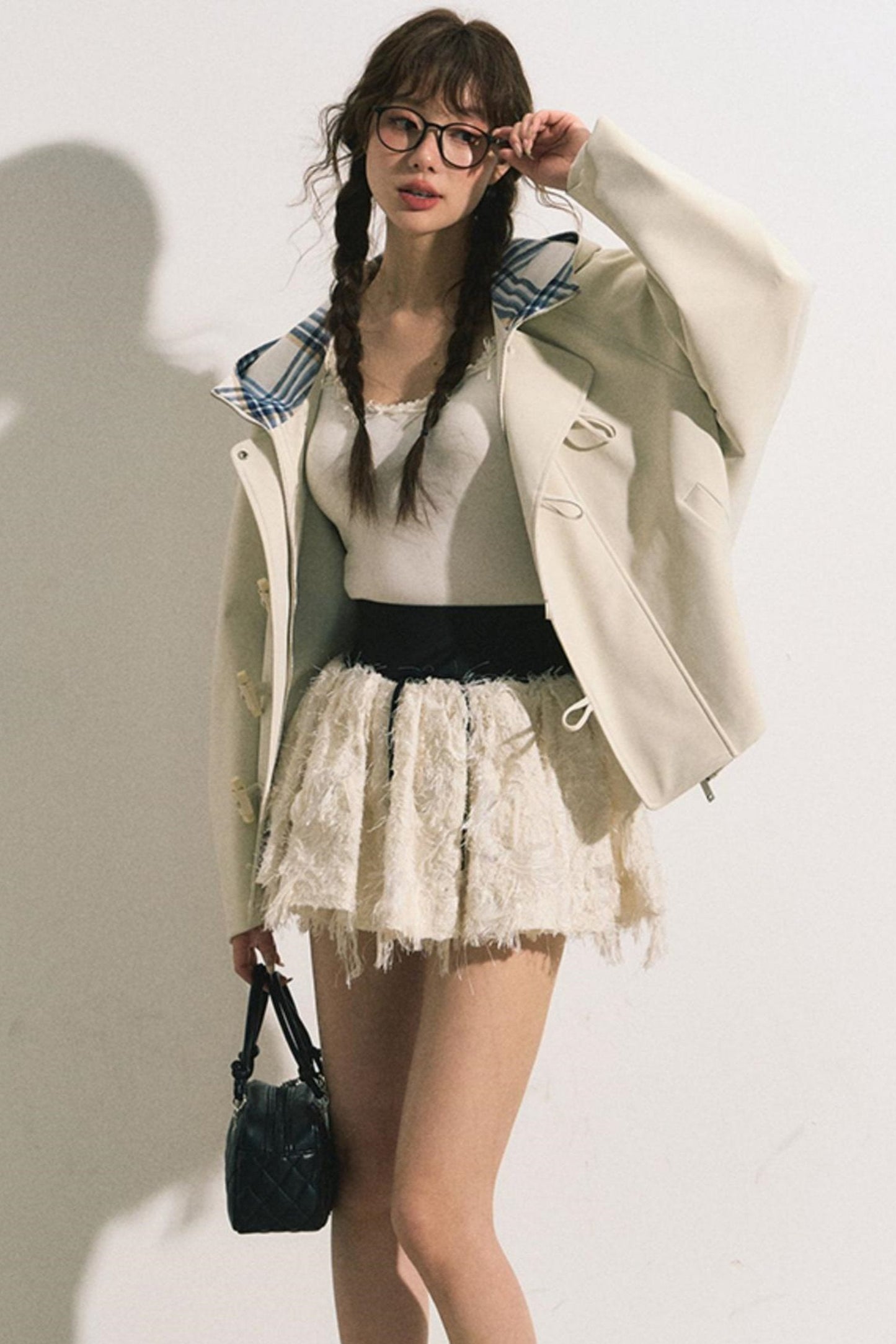 Navy Hooded Trench Coat