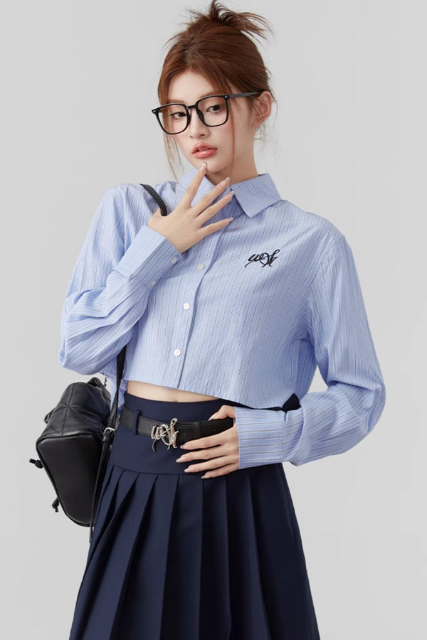 Striped Embroidered Blue Stripe Shirt